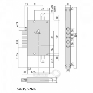 Замок врезной CISA 57.685 (114677)