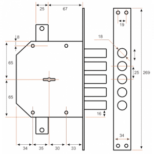 Замок врезной Mottura 50 798 D,S, сувальдный (141803)