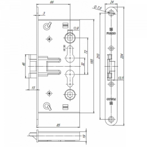 Замок для противопожарных дверей FUARO FL-0432 (214815)