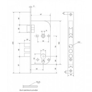 Замок врезной Apecs 0118(G) (1526(G)/60), золото (214056)