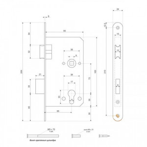 Замок противопожарный врезной Apecs 1900-INOX (214887)