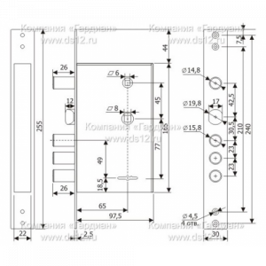 Замок врезной Гардиан ЗВ 3012, без ручки (214821)