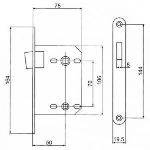 Защелка дверная Morelli WC 2070M магн. PG (100502)