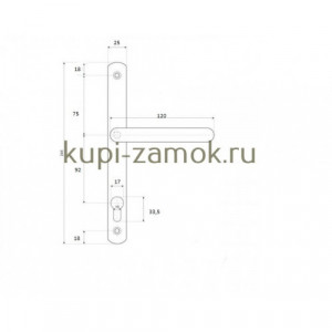 Ручка дверная 28/92мм корич. для узк.дверей (112515)